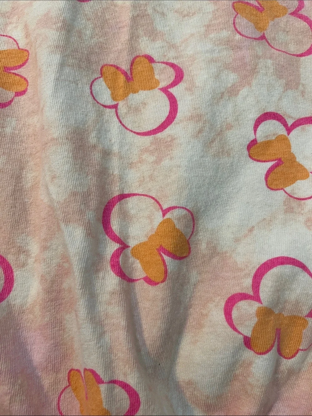 Disney Spotted Zebra Pink & Orange Minnie Mouse Tie-Dye One-Piece Romper Sz M/8